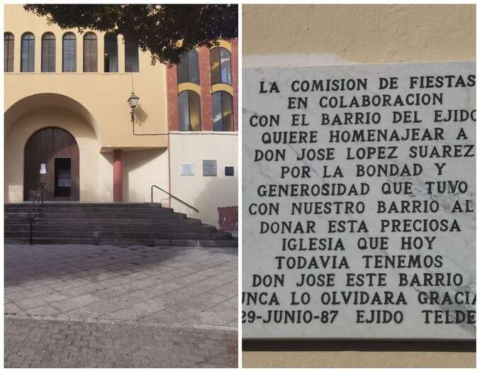 Imagen en la que se aprecia que placa está a la derecha del frontis principal de la construcción religiosa/TA.